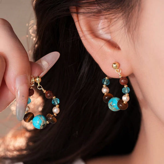 14K Gold-Plated Elegant Luxury Stone Pearl Earrings