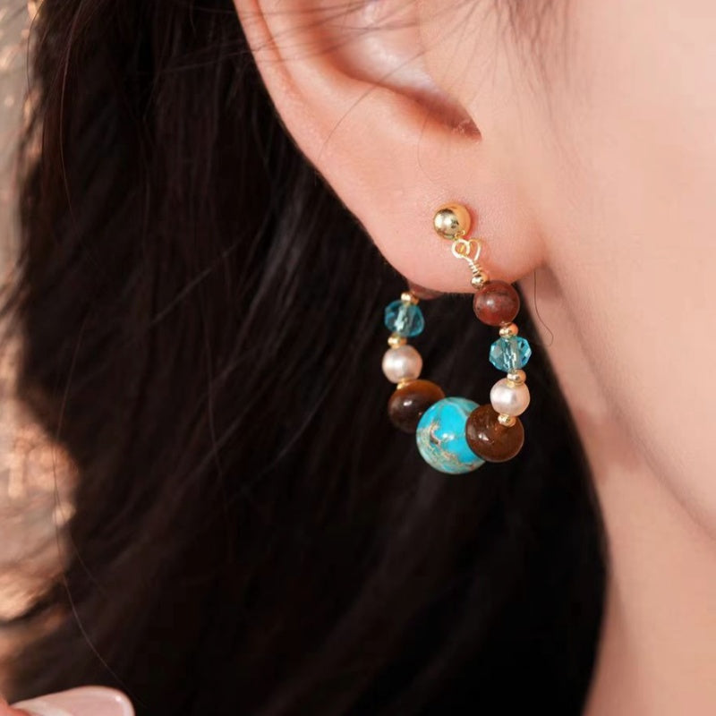 14K Gold-Plated Elegant Luxury Stone Pearl Earrings