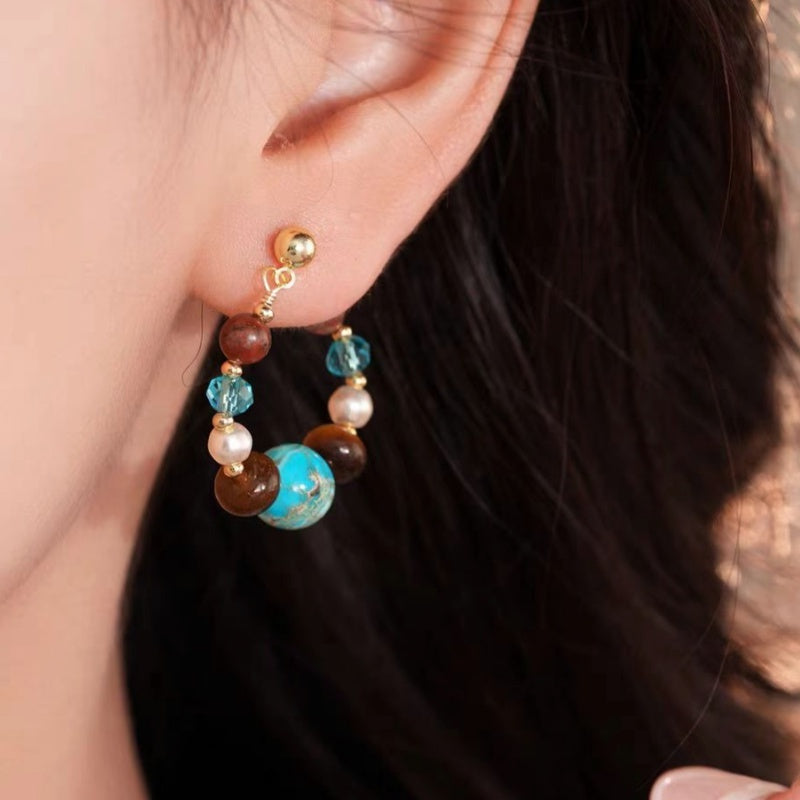 14K Gold-Plated Elegant Luxury Stone Pearl Earrings