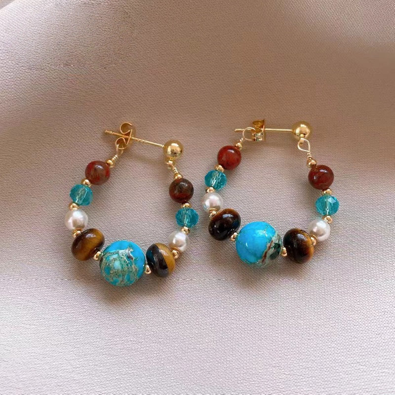 14K Gold-Plated Elegant Luxury Stone Pearl Earrings