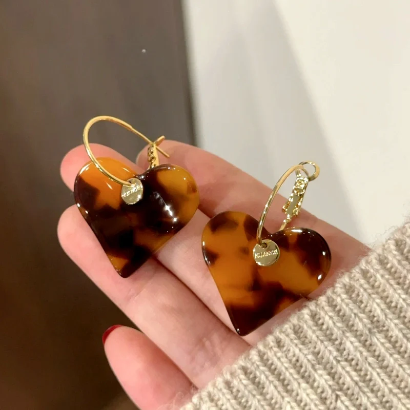 14K Gold-Plated Elegant Maillard Heart Pendant Earrings