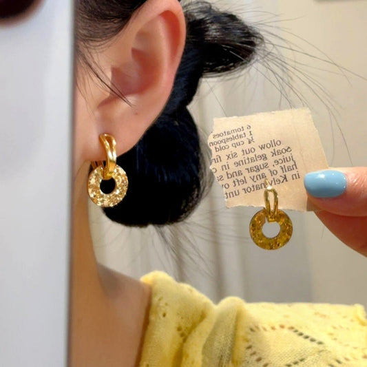 14K Gold-Plated Elegant Peace Locket Shattered Ice Earrings