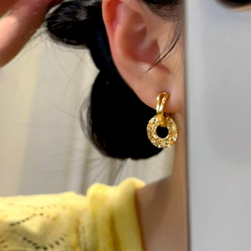 14K Gold-Plated Elegant Peace Locket Shattered Ice Earrings