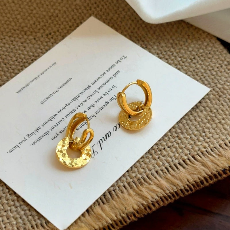 14K Gold-Plated Elegant Peace Locket Shattered Ice Earrings