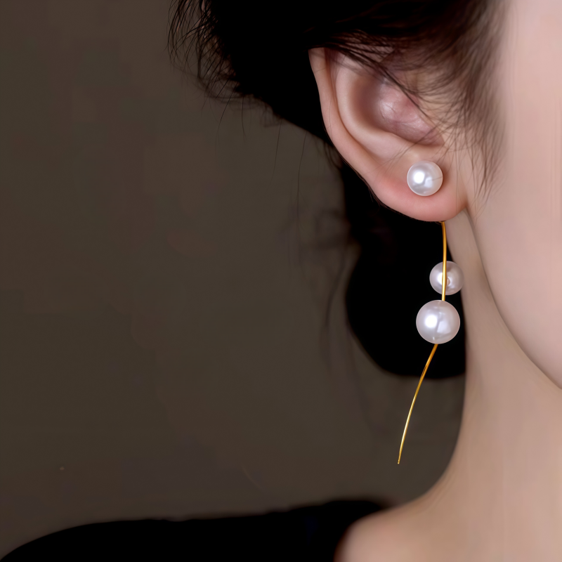 14K Gold-Plated Elegant Pearl Tassel Earrings