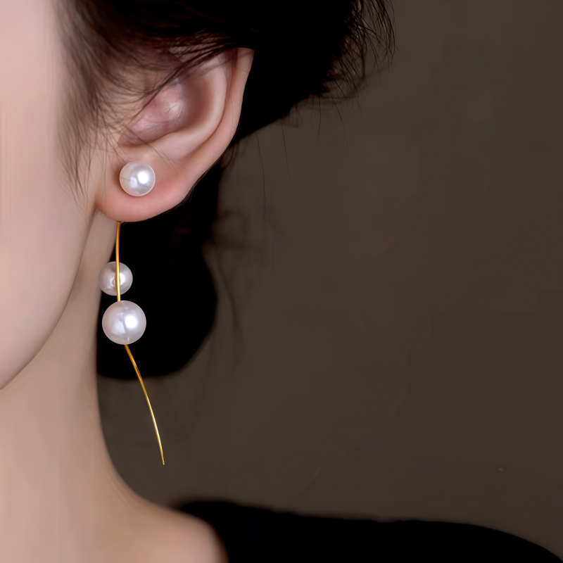 14K Gold-Plated Elegant Pearl Tassel Earrings