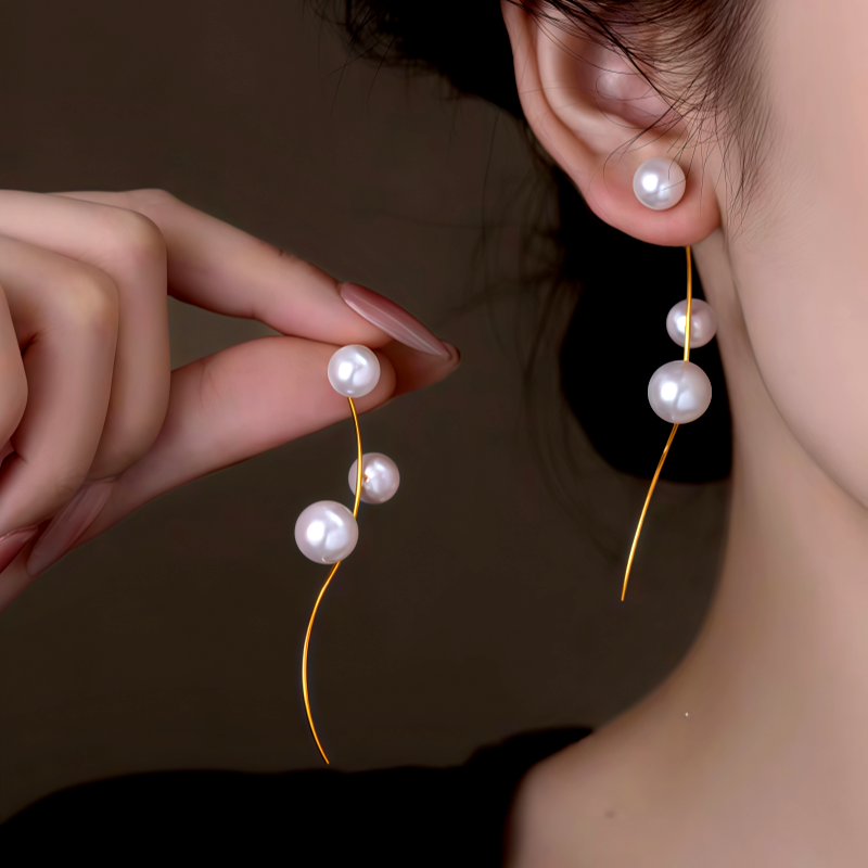 14K Gold-Plated Elegant Pearl Tassel Earrings