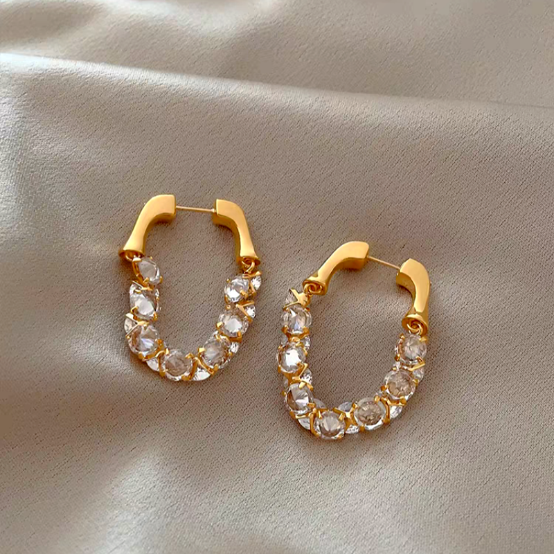 14K Gold-Plated Elegant Zircon Diamond Earrings