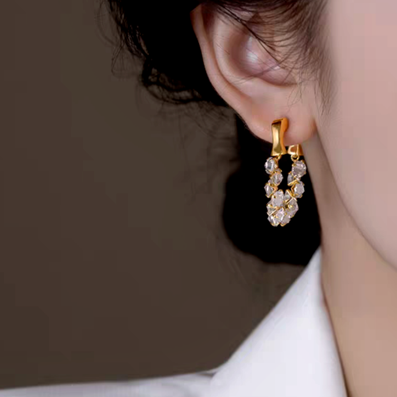 14K Gold-Plated Elegant Zircon Diamond Earrings
