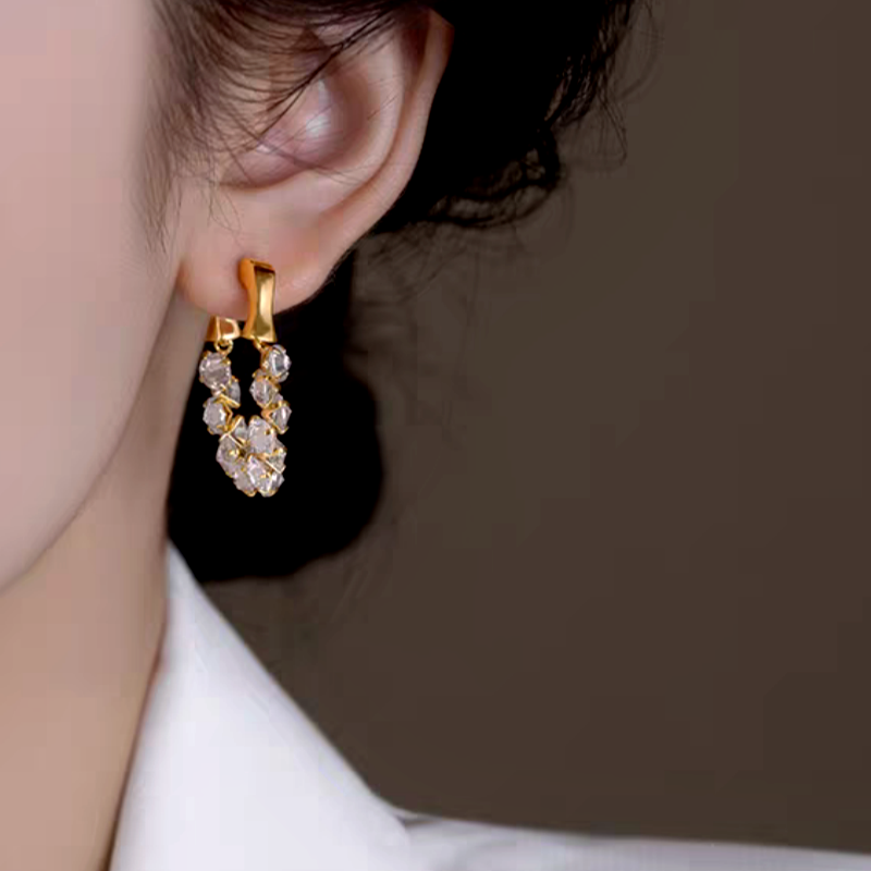 14K Gold-Plated Elegant Zircon Diamond Earrings