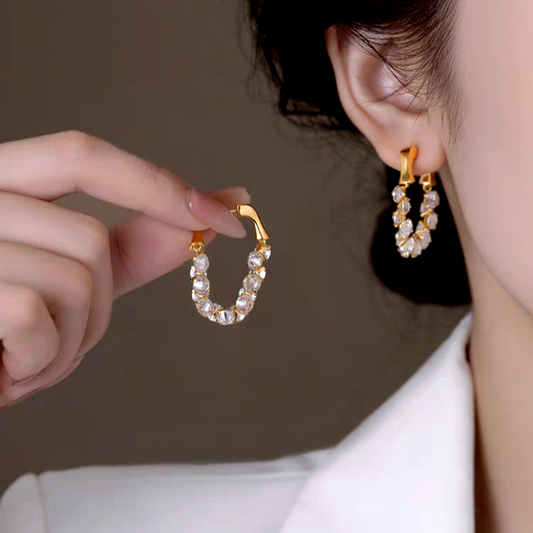 14K Gold-Plated Elegant Zircon Diamond Earrings