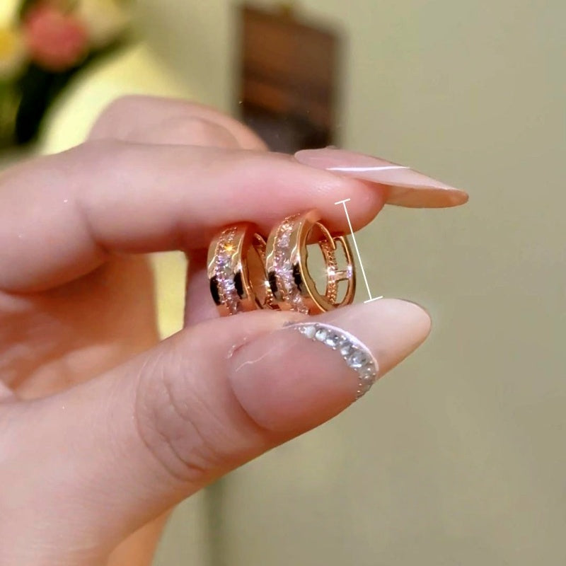 14K Gold-Plated Elegant Zircon Diamond Little Hoop Earrings