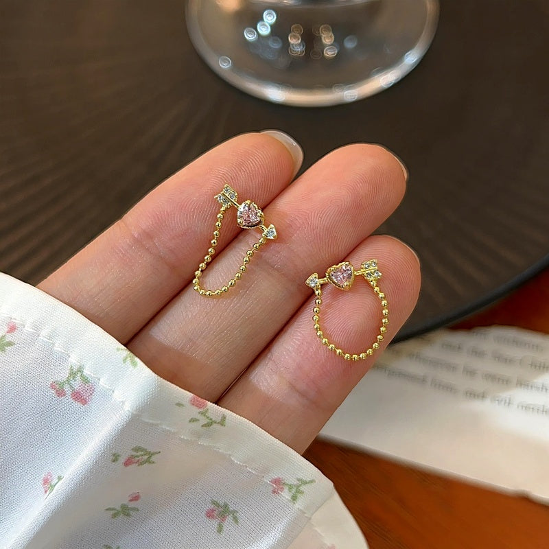 14K Gold-Plated Elegant Zircon Diamond Match Sword Earrings