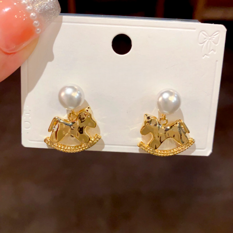 14K Gold-Plated Horse Pearl Earrings