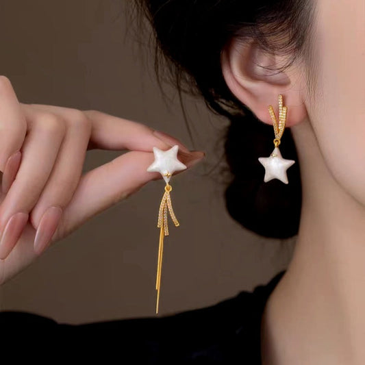 14K Gold-Plated Luxury Asymmetrical Meteor Tassel Earring