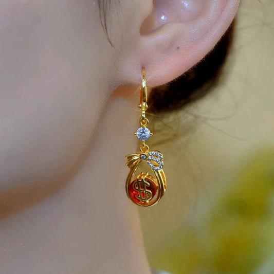 14K Gold-Plated Luxury Lucky Rich Bag Earrings