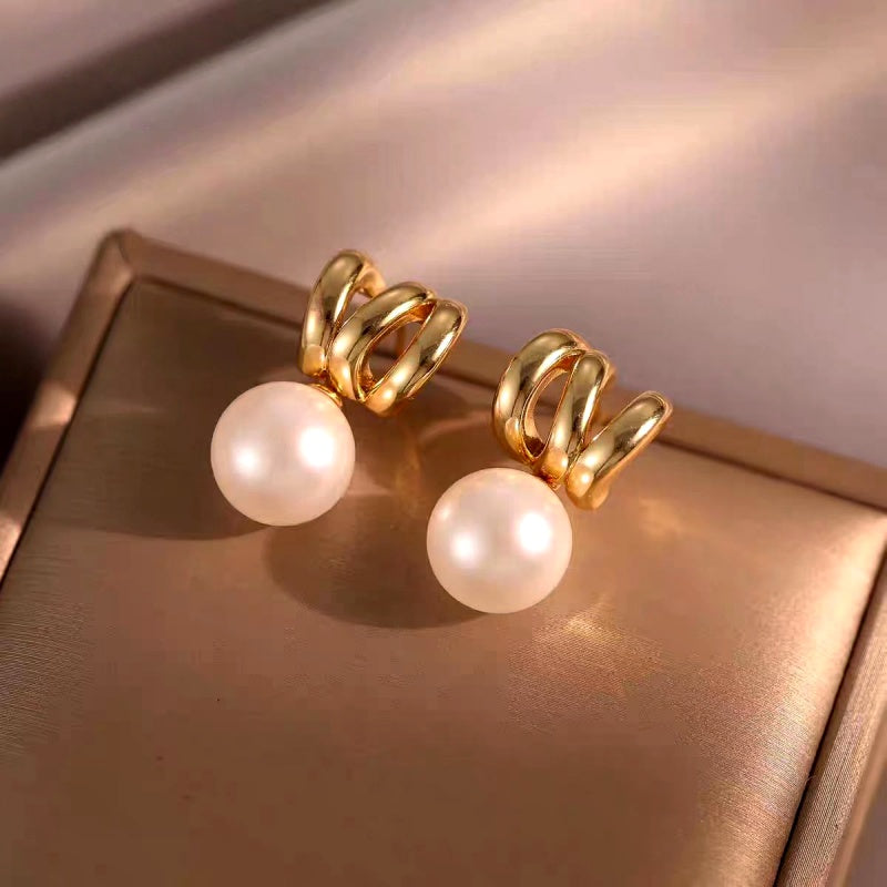 14K Gold-Plated Luxury Multi-layer Pearl Earrings