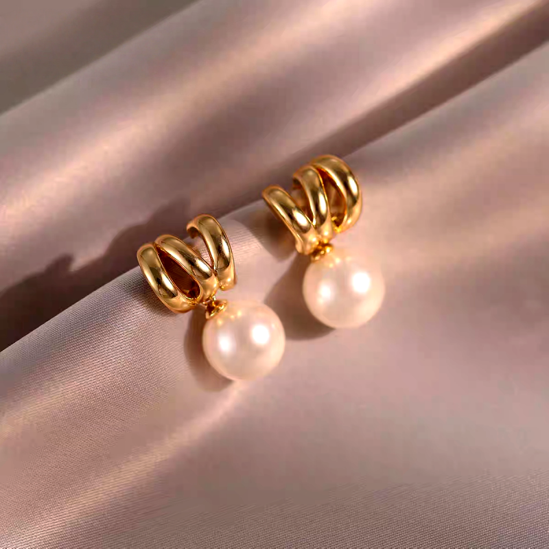 14K Gold-Plated Luxury Multi-layer Pearl Earrings