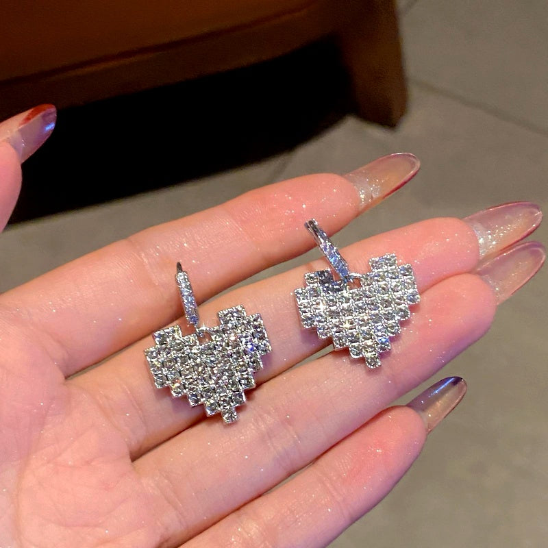 14K Gold-Plated Luxury Zircon Diamond Heart Earrings