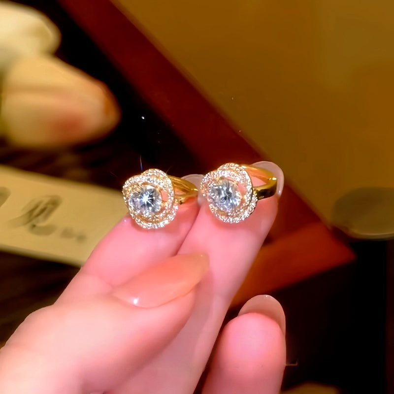 14K Gold-Plated Luxury Zircon Diamond Little Hoop Earrings