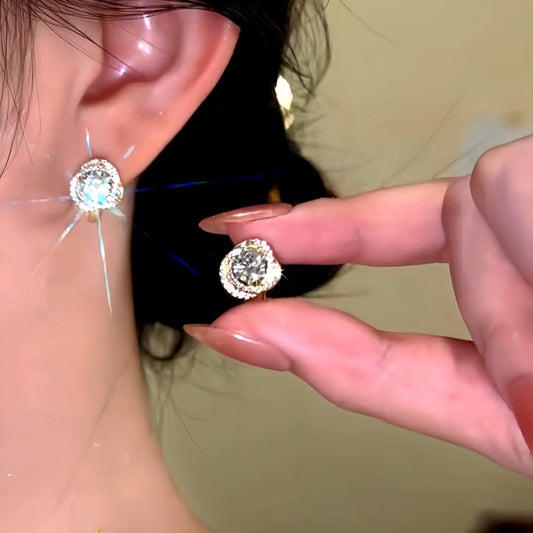 14K Gold-Plated Luxury Zircon Diamond Little Hoop Earrings