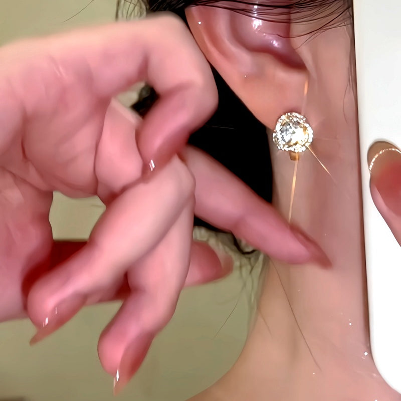 14K Gold-Plated Luxury Zircon Diamond Little Hoop Earrings