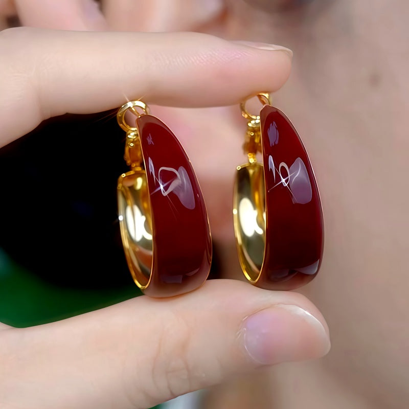 14K Gold-Plated Oil Drop Hoop Earrings