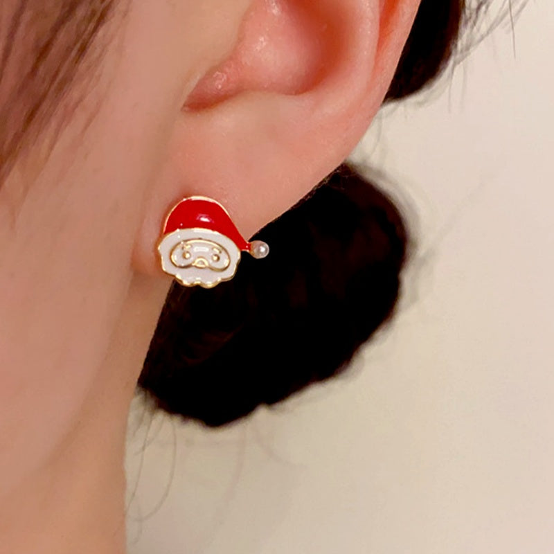 14K Gold-Plated Santa Claus Stud Earrings