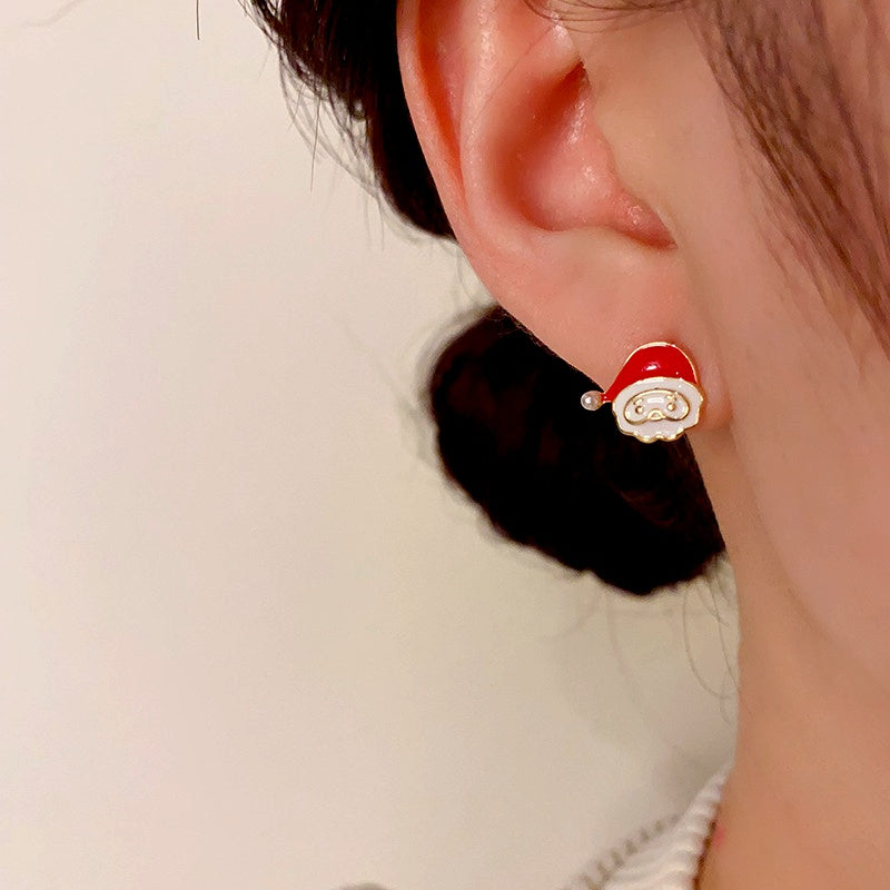 14K Gold-Plated Santa Claus Stud Earrings