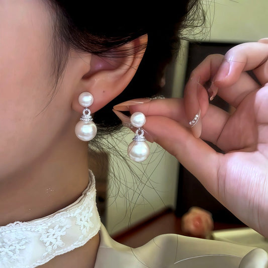 14K Gold-Plated Zircon Diamond Bead Earrings