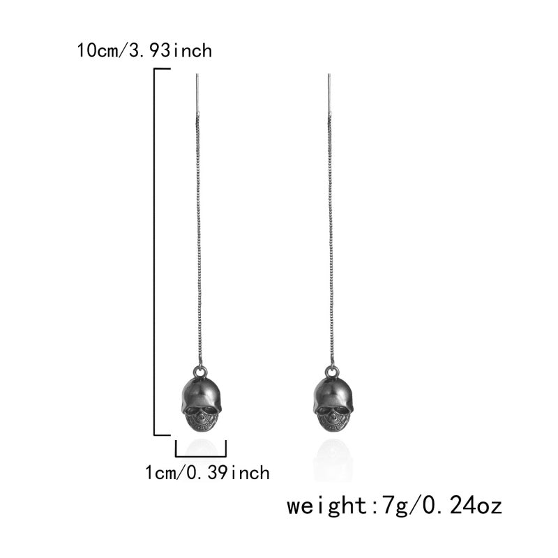 14K Gold-Plated 2025 Halloween Skull Threader Earrrings