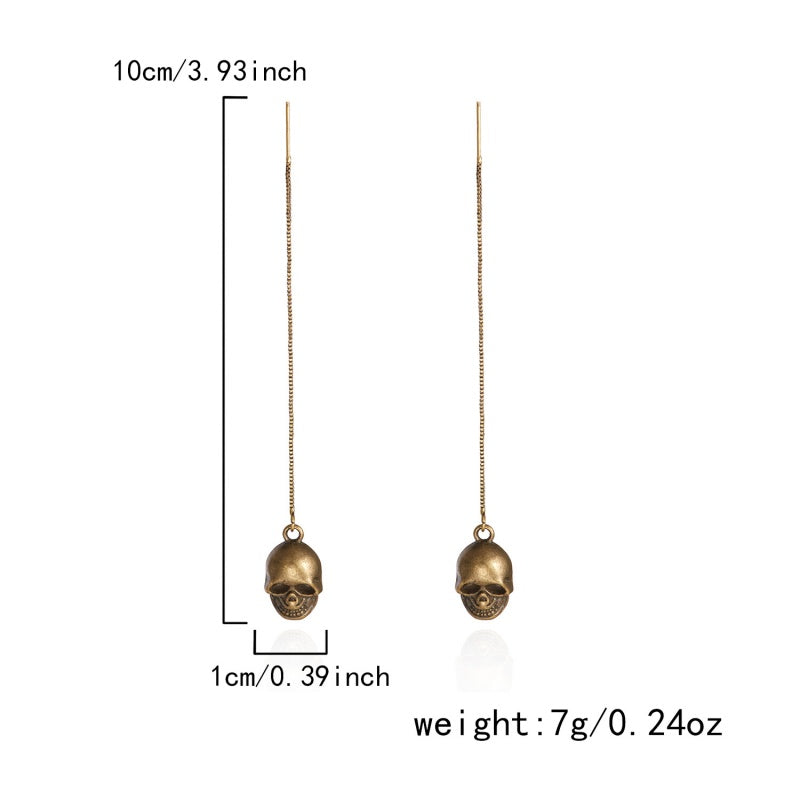 14K Gold-Plated 2025 Halloween Skull Threader Earrrings
