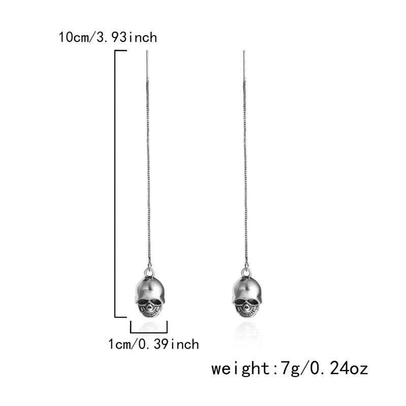 14K Gold-Plated 2025 Halloween Skull Threader Earrrings