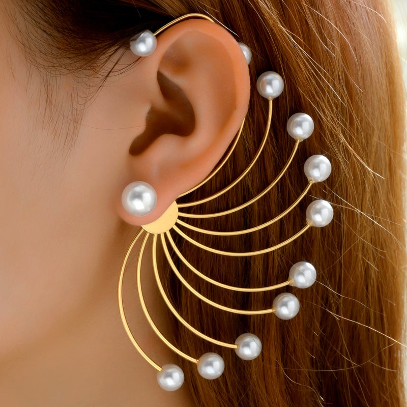 14K Gold-Plated Pearl Ear Cuff Earrings