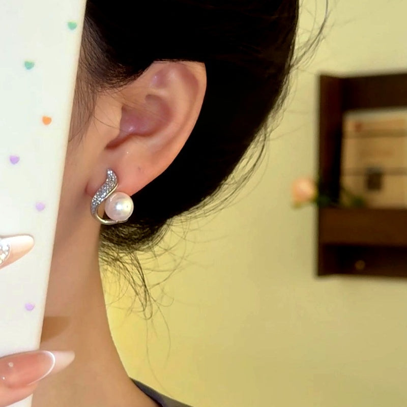 14K Gold-Plated Zircon Diamond Leaf Bead Earrings
