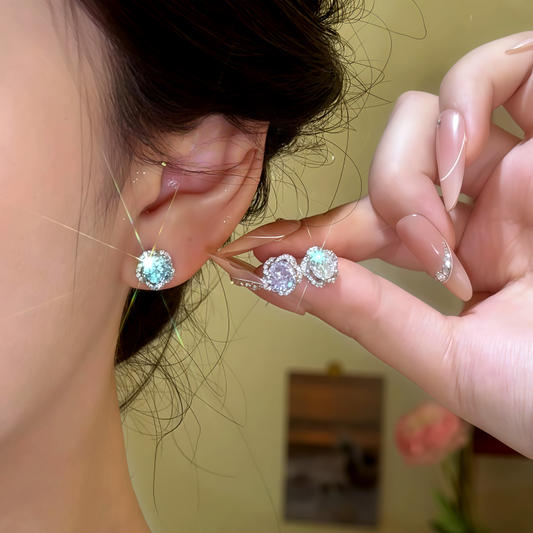 14K Gold-Plated Zircon Diamond Stud Earrings