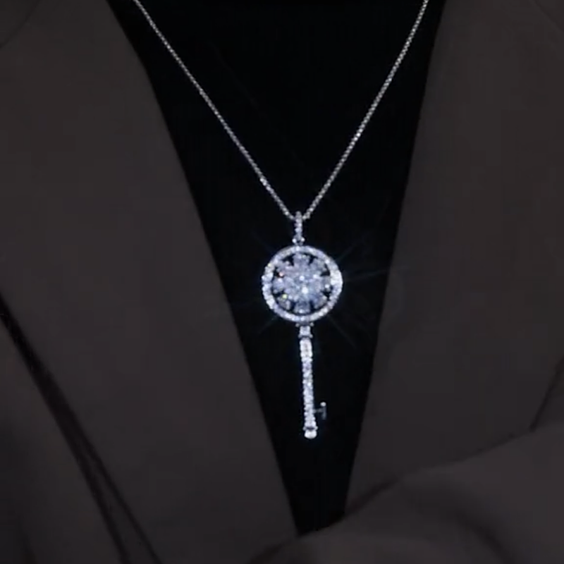 14K Gold-Plated Zircon Snowflake Heart Lock Necklace