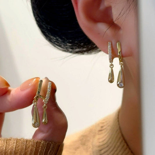 14K Gold-Plated Zircon Water Earrings