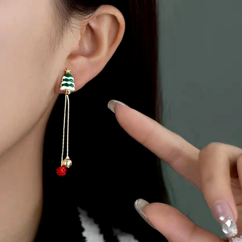 14K Gold Plated Christmas Santa Claus Tassel Earrings