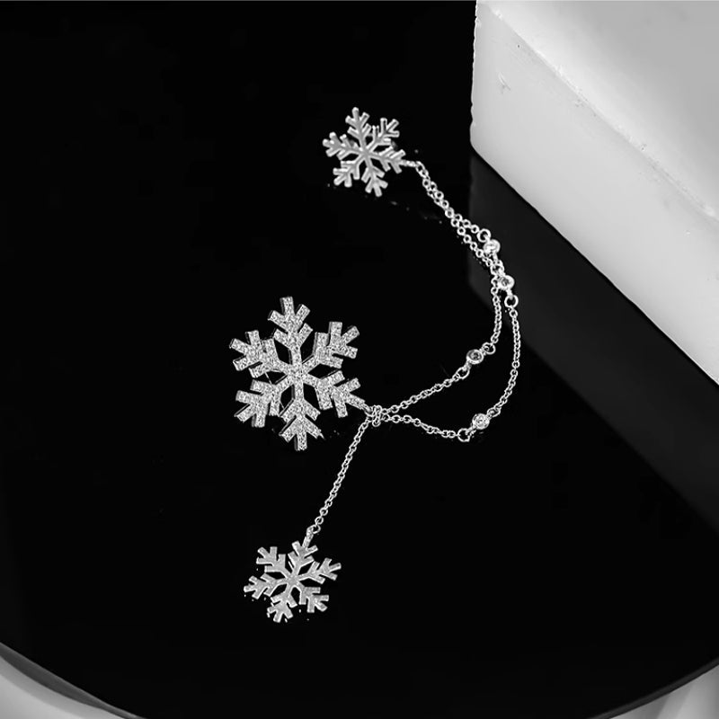 18K Gold-Plated Christmas Snowflake Ear Clip Earrings