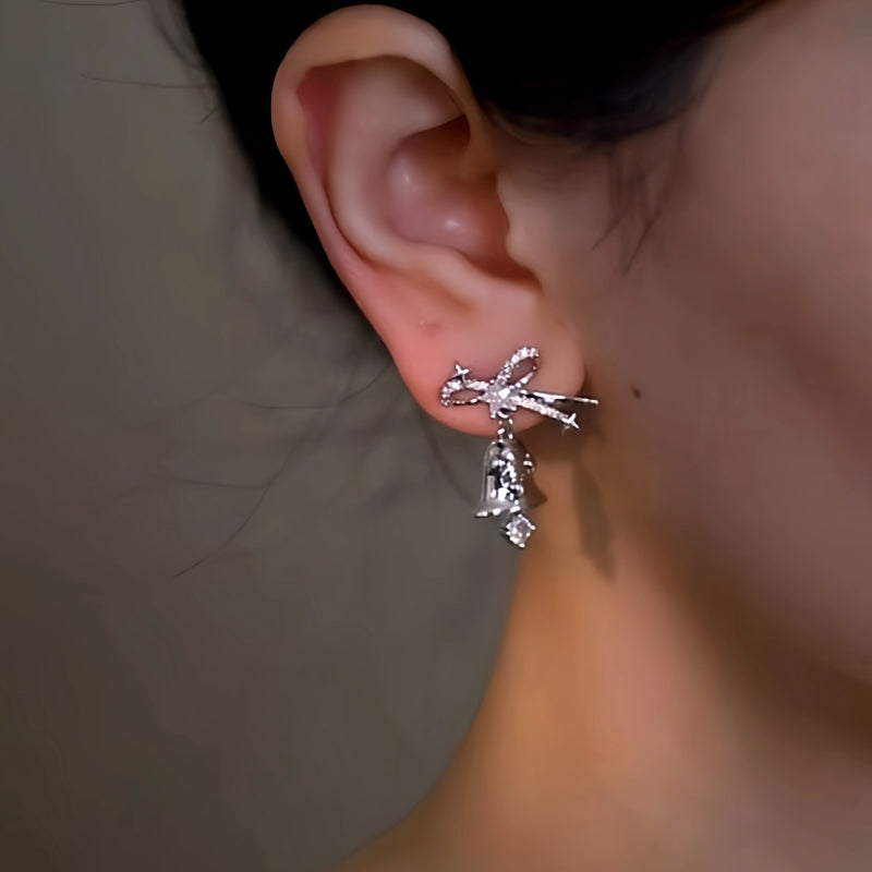 18K Gold-Plated Christmas Tree And Bell Asymmetrical Earrings