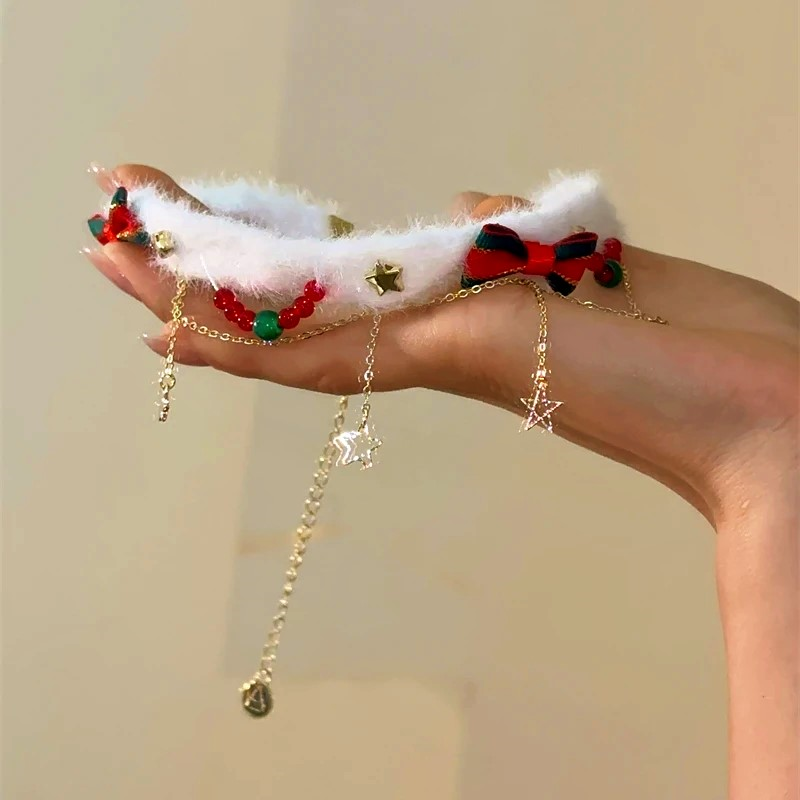 Christmas Bow Star Tassel Choker