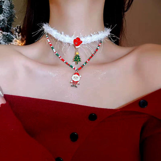 Christmas Series Christmas Tree Santa Claus And Gift Choker