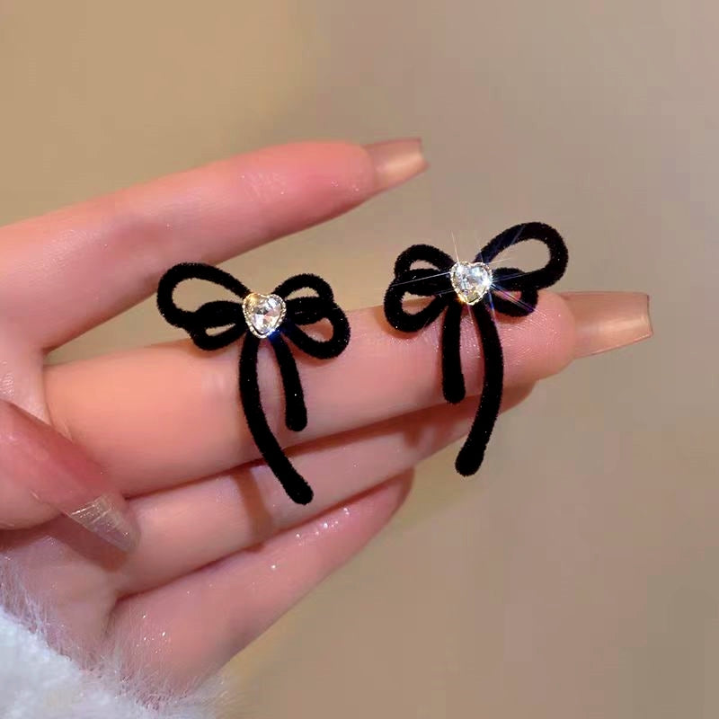 Silver Post Christmas Bow Earrings