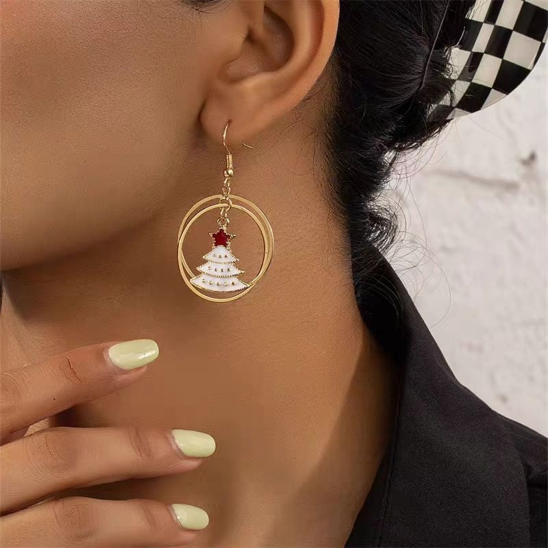 Silver Post Christmas Tree Earrings
