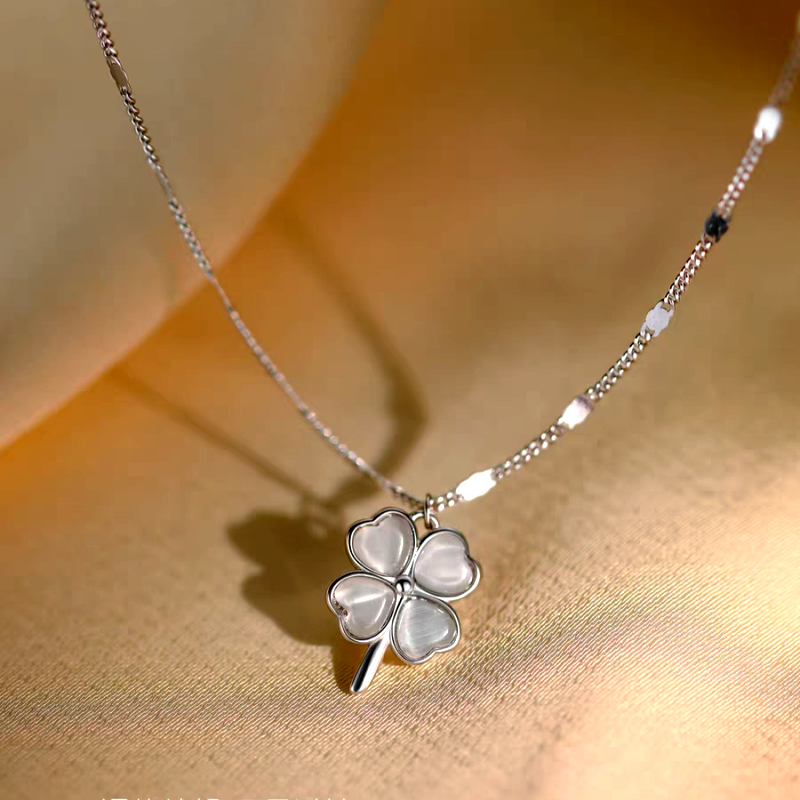 Sterling Silver Cat's Eye Stone Flower Necklace