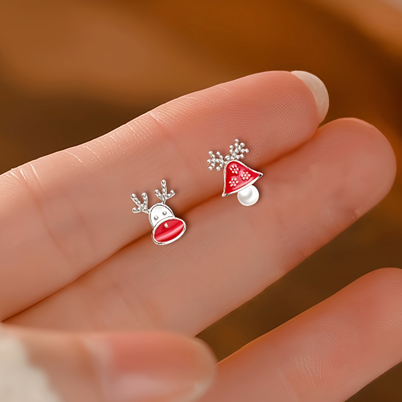 Sterling Silver Christmas Deer Bell Earrings
