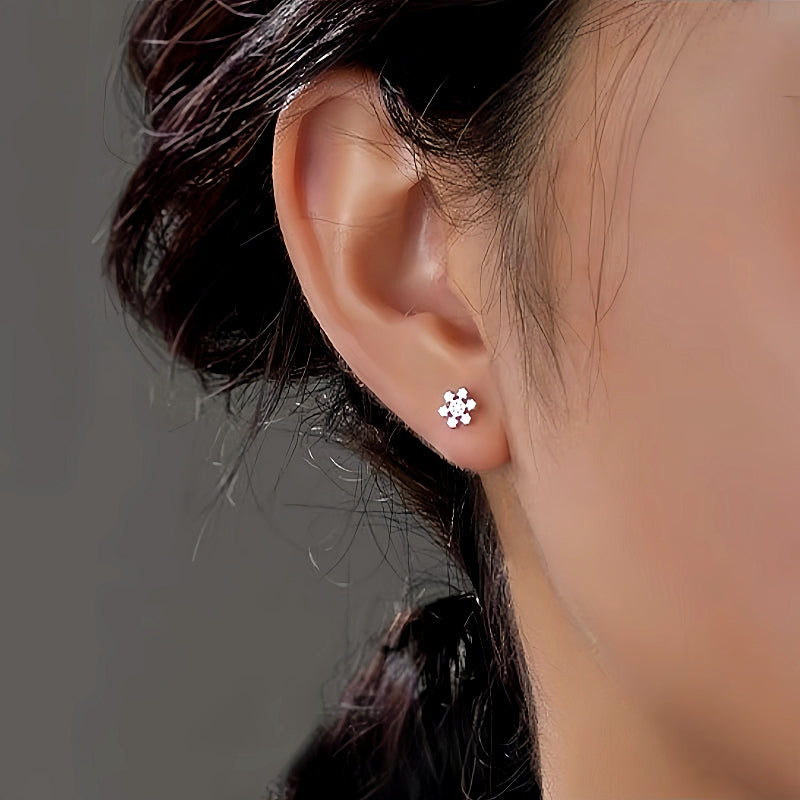 Sterling Silver Christmas Snowflake Bell Tassel Asymmetrical Earrings