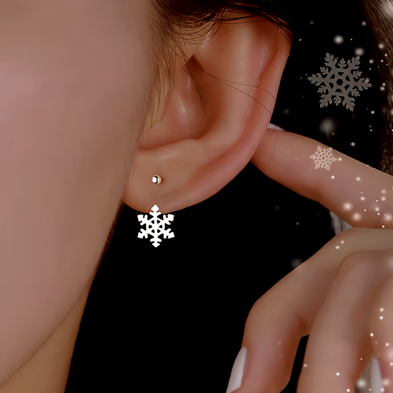 Sterling Silver Christmas Snowflake Earrings