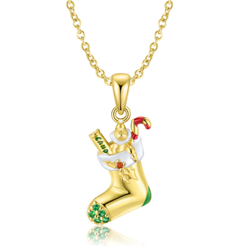 Sterling Silver Christmas Stocking Necklace